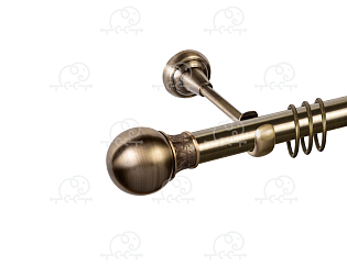 Карниз для штор однорядный «Шар узор» D25Г антик