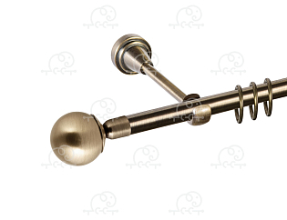 Карниз для штор однорядный «Шар простой» D16Г антик