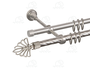 Карниз для штор двухрядный «Веер» D16К/16Г сатин