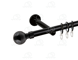 Карниз для штор однорядный «Шар большой» D19Г Черный Матовый