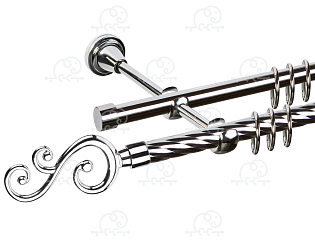 Карниз для штор двухрядный «Лоза» D16К/16Г хром