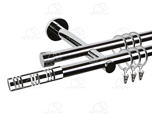 Карниз для штор двухрядный «Элис» D19Г/19Г хром