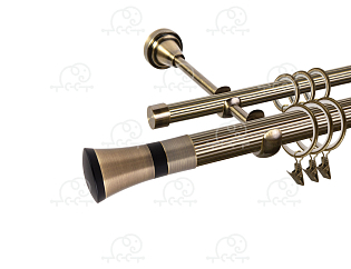 Карниз для штор двухрядный «Люксор» Ø25Р/16Р антик/чёрный