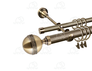 Карниз для штор двухрядный «Таврика» D25Р/16Р антик