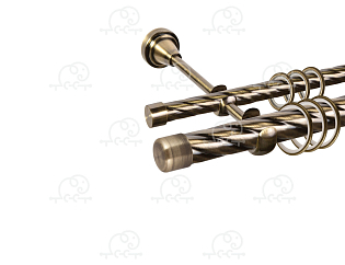 Карниз для штор двухрядный «Заглушка закругленная» D25К/16К антик