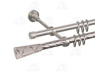 Карниз для штор двухрядный «Трапеция» D16К/16Г сатин