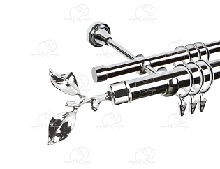 Карниз для штор двухрядный «Лист розы» D25Г/16Г хром