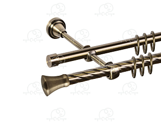 Карниз для штор двухрядный «Монако» D16К/16Г антик