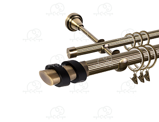 Карниз для штор двухрядный «Вена» D25Р/16Р антик/чёрный