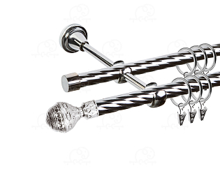 Карниз для штор двухрядный «Ампир» D16К/16К хром