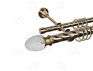 Карниз для штор двухрядный «Версаль» D25К/16К антик