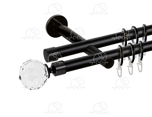 Карниз для штор двухрядный «Кристалл» D19Г/19Г Черный Матовый