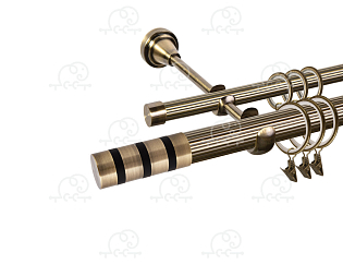 Карниз для штор двухрядный «Тристан» D25Р/16Р антик/чёрный