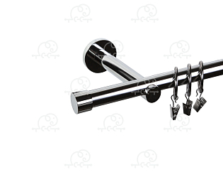 Карниз для штор однорядный «Заглушка» D19Г хром