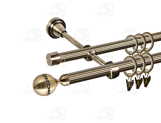 Карниз для штор двухрядный «Кортеза» D16Р/16Р антик