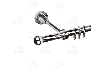 Карниз для штор однорядный «Заглушка шар малый» D16К хром