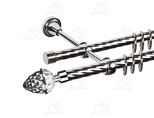 Карниз для штор двухрядный «Шишка» D16К/16К хром