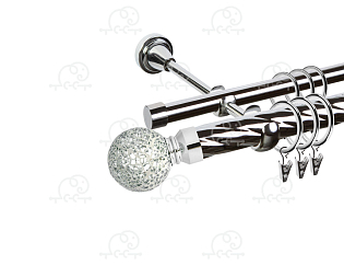 Карниз для штор двухрядный «Мираж» D25К/16Г хром