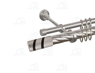 Карниз для штор двухрядный «Изольда» D25К/16Г сатин/чёрный