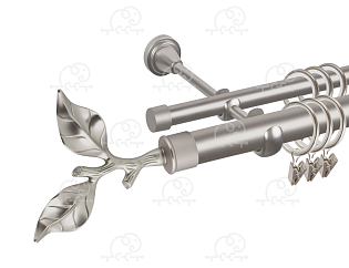 Карниз для штор двухрядный «Лист розы» D25Г/16Г сатин