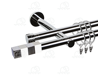 Карниз для штор двухрядный «Магнум» D19Г/19Г хром/белый