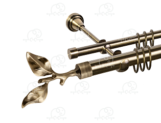 Карниз для штор двухрядный «Лист розы» D25Г/16Г антик