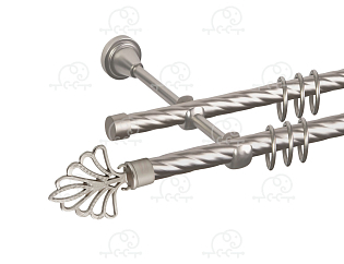 Карниз для штор двухрядный «Веер» Ø16К/16К сатин