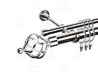Карниз для штор двухрядный «Булава» D25Г/16Г хром