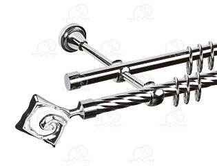 Карниз для штор двухрядный «Лабиринт» D16К/16Г хром