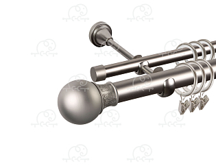 Карниз для штор двухрядный «Шар узор» D25Г/16Г сатин