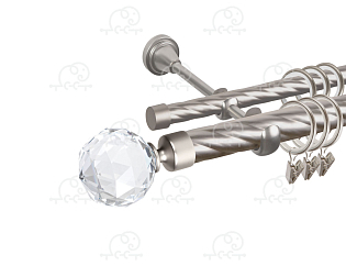 Карниз для штор двухрядный «Кристалл» D25К/16К сатин