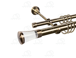 Карниз для штор двухрядный «Люксор Стекло» D25Г/16Г антик