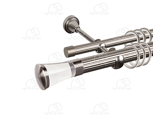 Карниз для штор двухрядный «Люксор Стекло» D25Р/16Р сатин