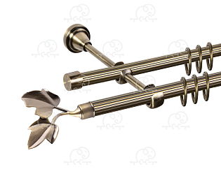 Карниз для штор двухрядный «Лист ветка» D16Р/16Р антик