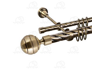 Карниз для штор двухрядный «Триест» D25К/16К антик