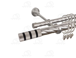 Карниз для штор двухрядный «Тристан» D25К/16К сатин/чёрный