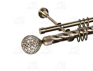 Карниз для штор двухрядный «Метеор» D25К/16Г антик