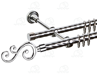 Карниз для штор двухрядный «Лоза» D16К/16К хром