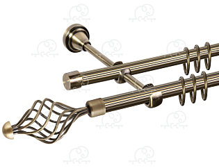 Карниз для штор двухрядный «Ажур» D16Р/16Р антик