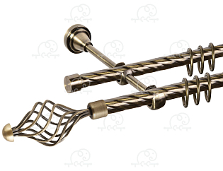 Карниз для штор двухрядный «Ажур» D16К/16К антик