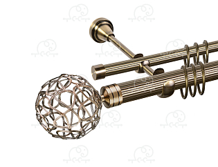 Карниз для штор двухрядный «Космо» D25Р/16Р антик