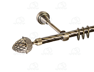 Карниз для штор однорядный «Шишка» D16К антик