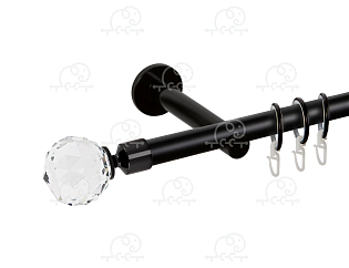 Карниз для штор однорядный «Кристалл» D19Г Черный Матовый