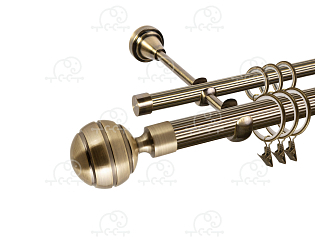 Карниз для штор двухрядный «Триест» D25Р/16Р антик