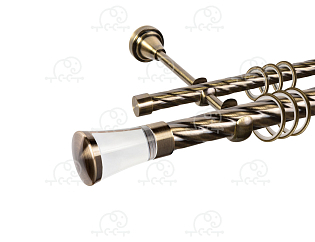 Карниз для штор двухрядный «Люксор Стекло» D25К/16К антик