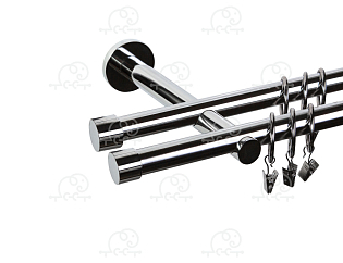 Карниз для штор двухрядный «Заглушка» D19Г/19Г хром