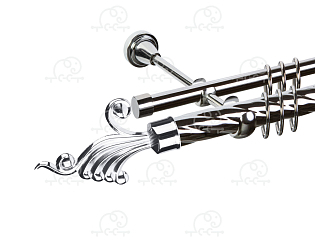 Карниз для штор двухрядный «Фантазия» D25К/16Г хром