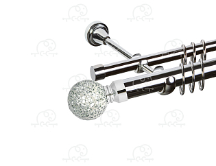 Карниз для штор двухрядный «Мираж» D25Г/16Г хром