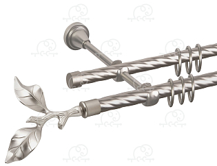 Карниз для штор двухрядный «Лист розы» Ø16К/16К сатин