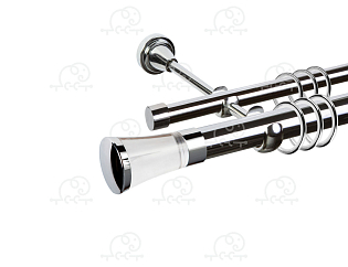 Карниз для штор двухрядный «Люксор Стекло» D25Г/16Г хром